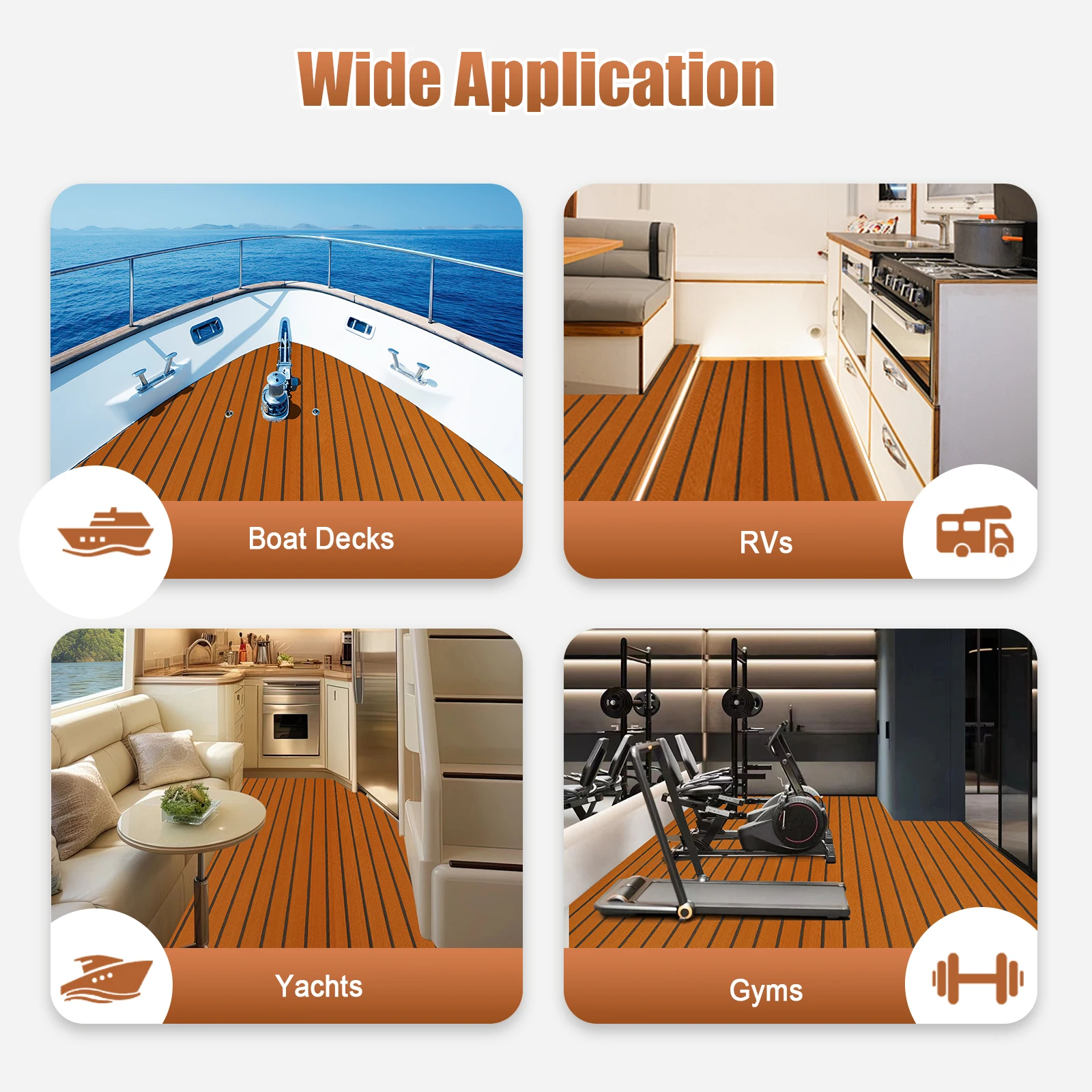 Waterproof Cuttable Marine Floor Artificial Teak EVA Foam Decorative Board Flooring Accessories for Boat Decks, RV, Yachts, Gyms