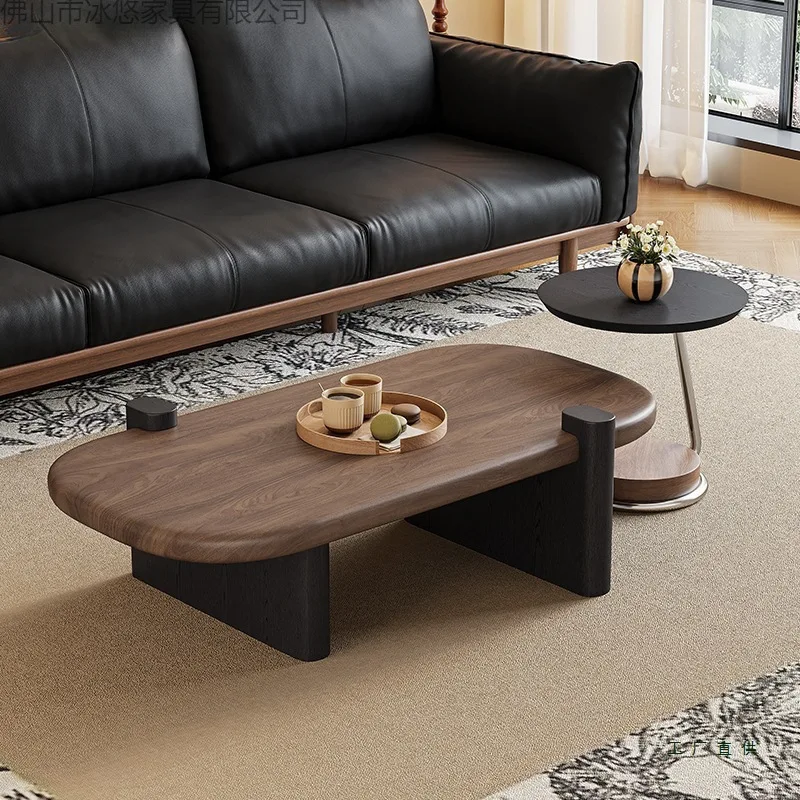 LH medieval style moon round coffee table light luxury high-end living room home solid wood high-end side table