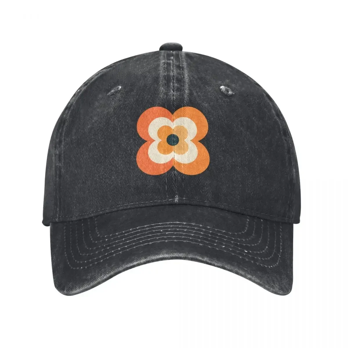 Retro Flowers - Orange and Charcoal Baseball Cap Anime sun caps dad hat Golf Girl'S Hats Men's