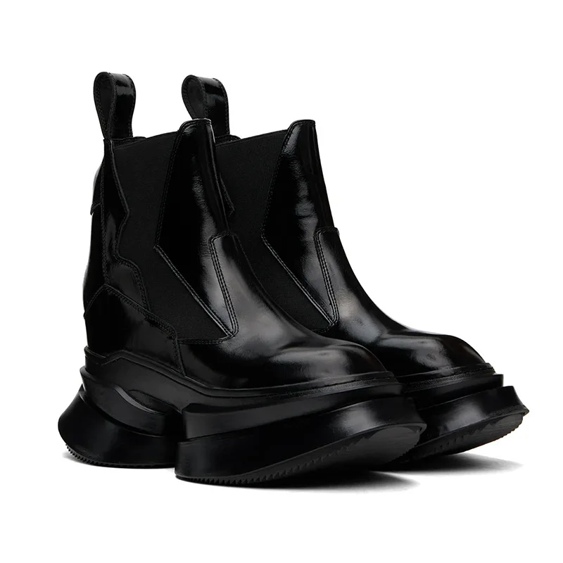 Men\'s High Top Boots Chelsea Platform Sneakers Leather Gothic Heels Snow Luxury Vintage Trendy Designer Black Shoes