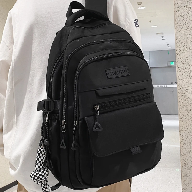 

2024 Nylon Backpack for Student Black Teenager Large Sweethearts Serviceable Travel Rucksack High Quality Unisex Laptop Knapsack