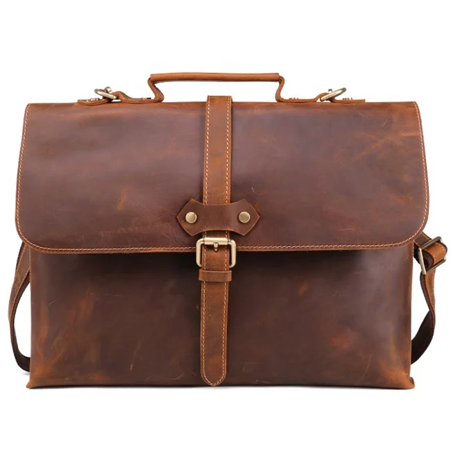 

Rustic Vintage Leather Messenger Bag Men's Leather Briefcase Satchel Bag