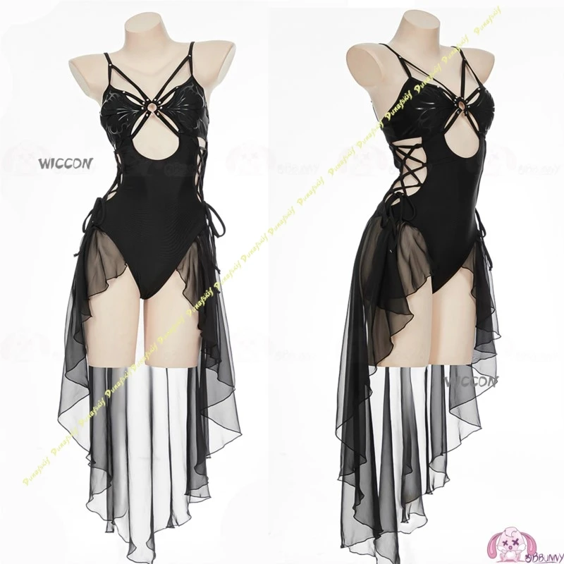 Cosplay Costume Woman Suit Butterfly Gothic Chiffon Black One-piece Swimsuit Onesie Girls Dress Bikini Daily Christmas Halloween