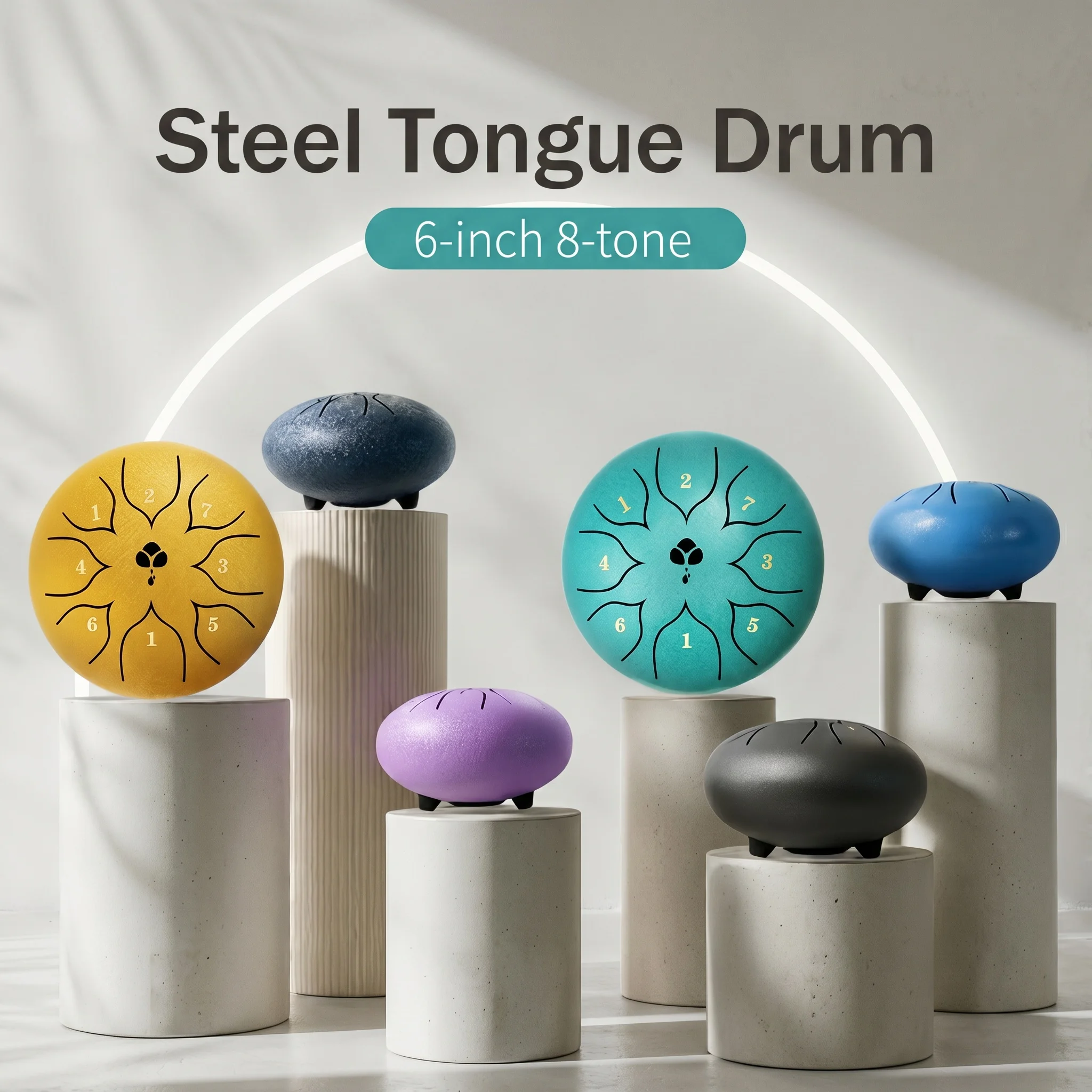 Garden Rain Drum Steel Tongue Drum Yoga Meditation Percussion Instrument Beginners Learn to Play 6-inch 8-hole C Sound Instrumen