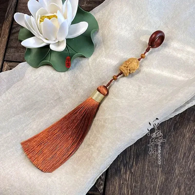 Natural sandalwood zakilam tassel hanging ornaments small size running ring handheld beaded neck beads hanging spike accessories