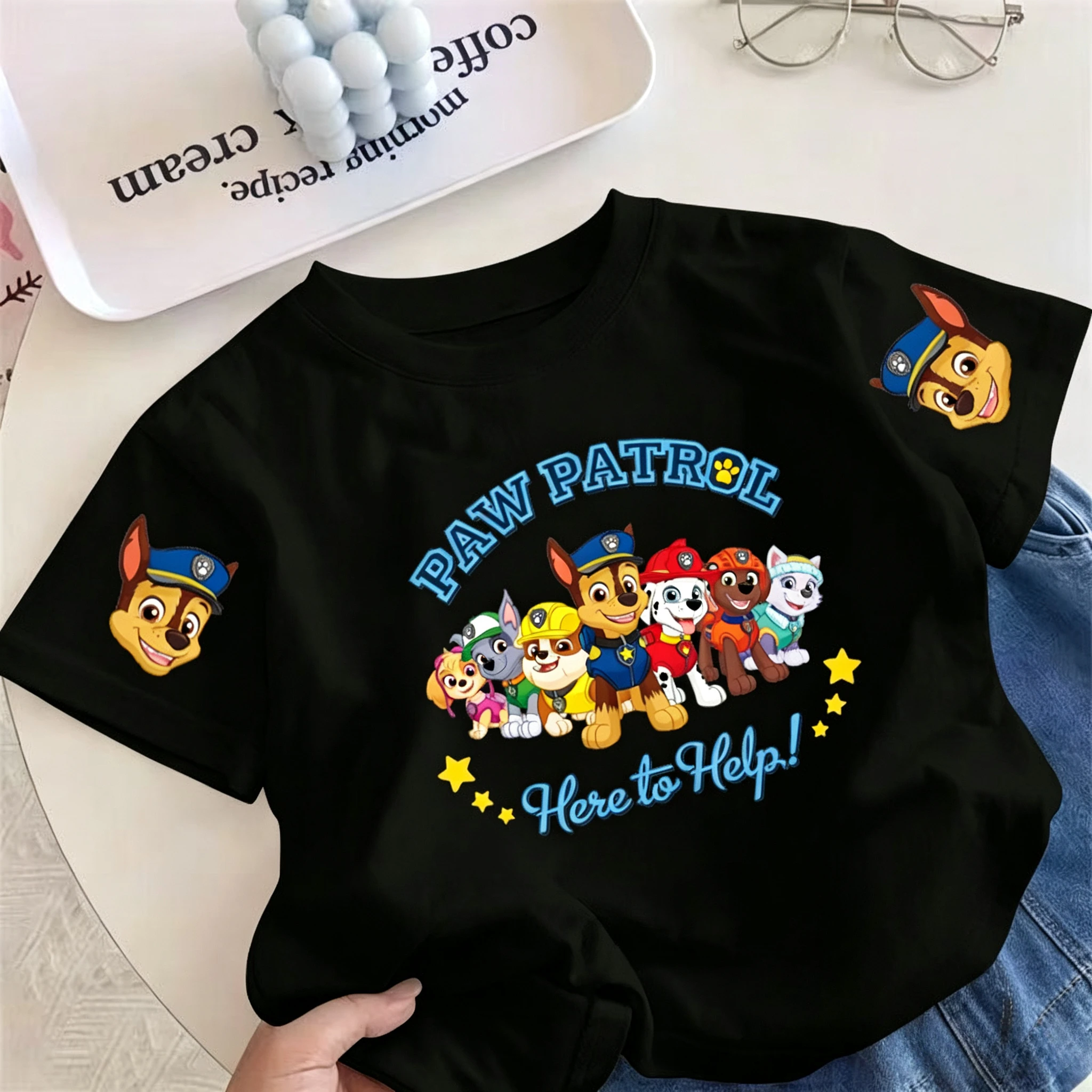 Cartoon PAW Patrol Toddler Cotton T‑Shirt Ryder Full Dog Team Graphic Short Sleeve Tee Boys Girls Kids Casual Tops