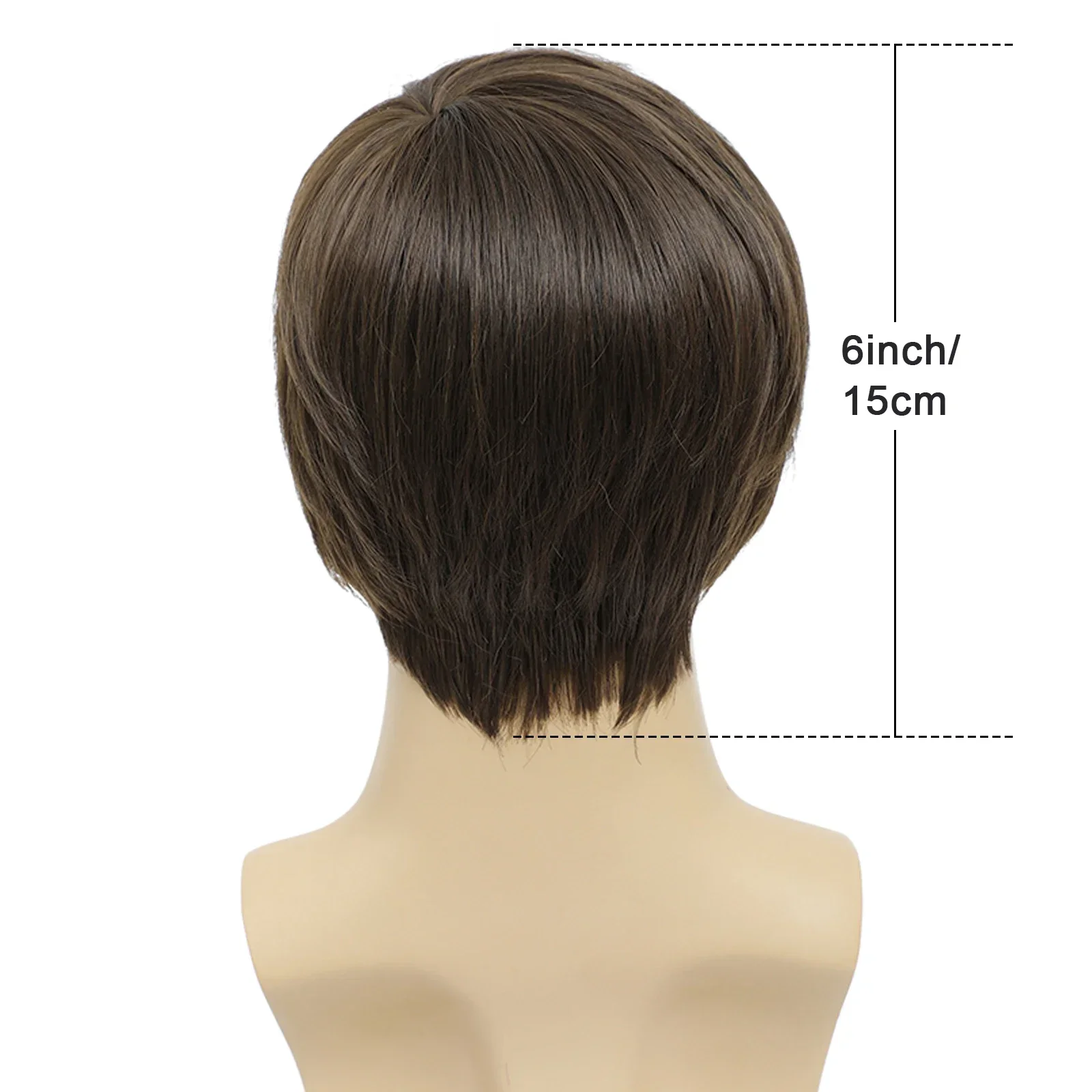 شعر مستعار بني للرجال، شعر مستعار قصير مستقيم للرجال، شعر مستعار طبيعي واقعي للرجال في الهالوين #4