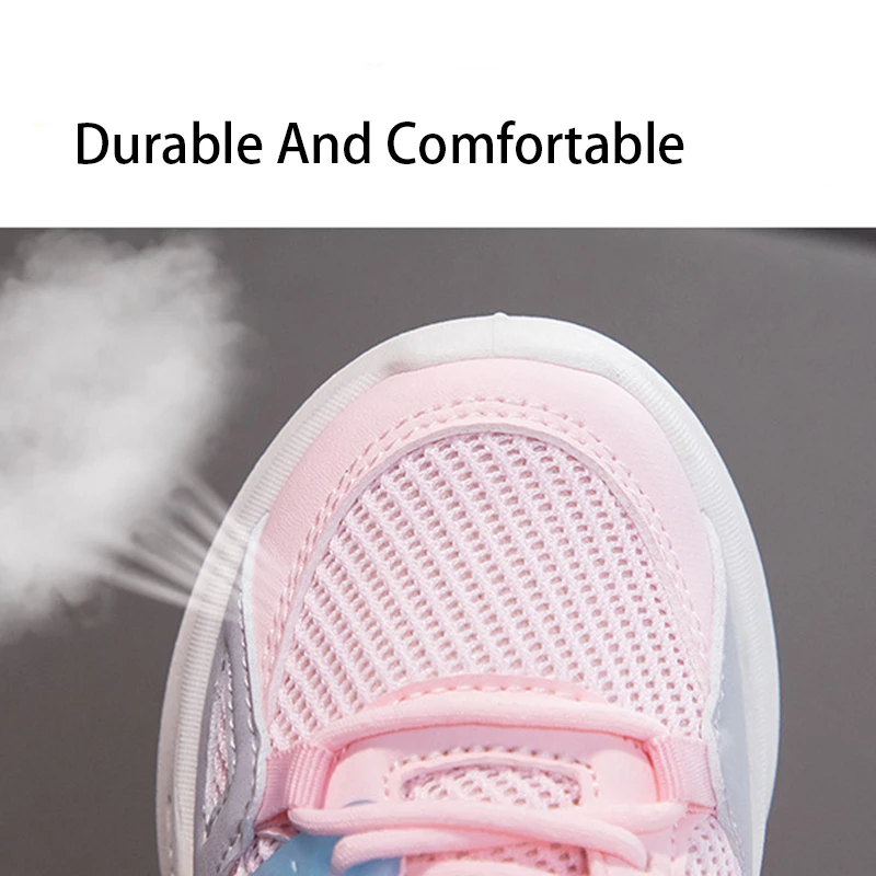 Fashion Kids Sneakers Girls School Casual Shoes Children Soft Lovely Pink Non-slip Shoes Outwear Breathable Running Shoes Spring