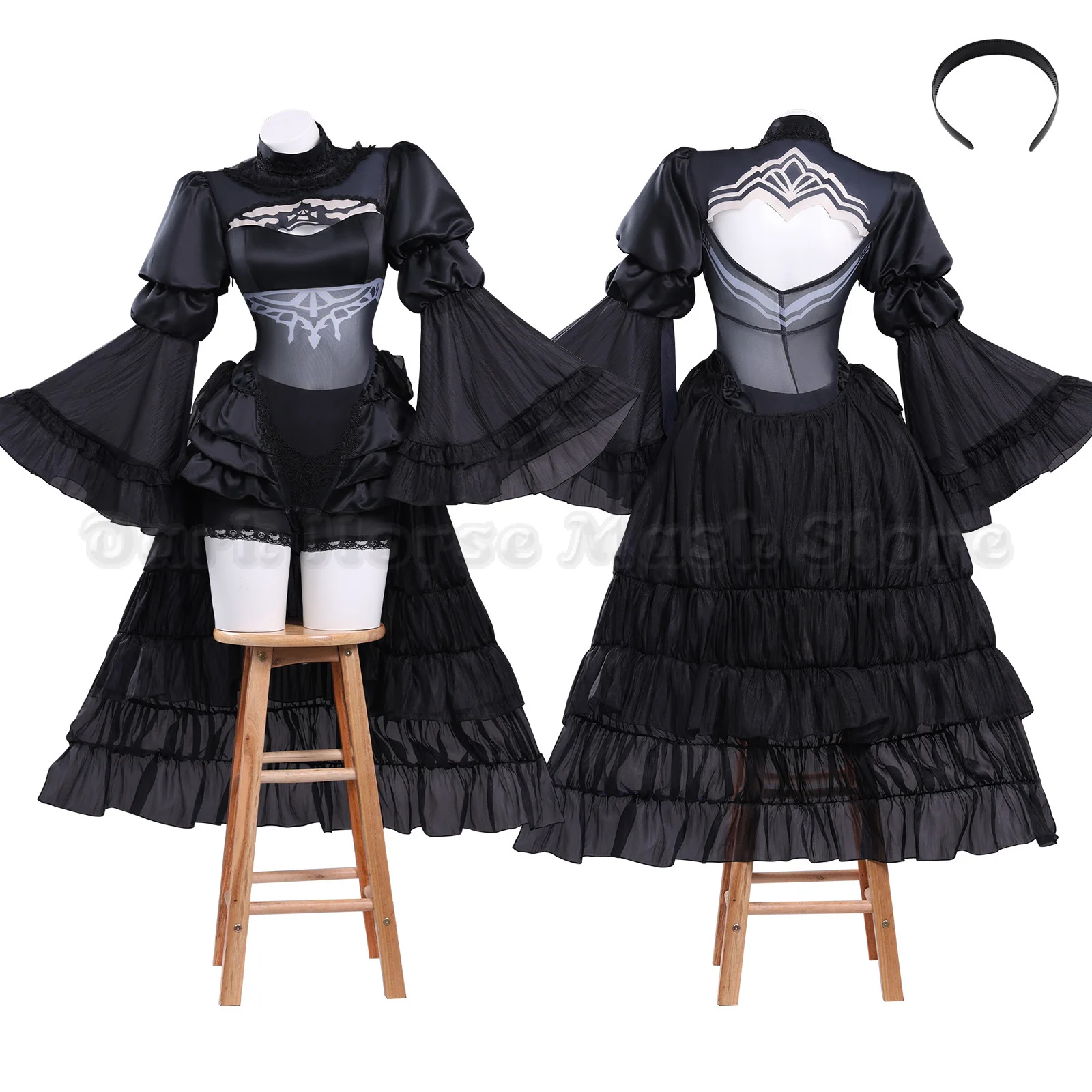 YoRHa 2B Cosplay NieR Anime Automata Fantasia Schwarzes Kleid Stirnband Outfits Perücke Damen Halloween Karneval Party Kostüm Anzug
