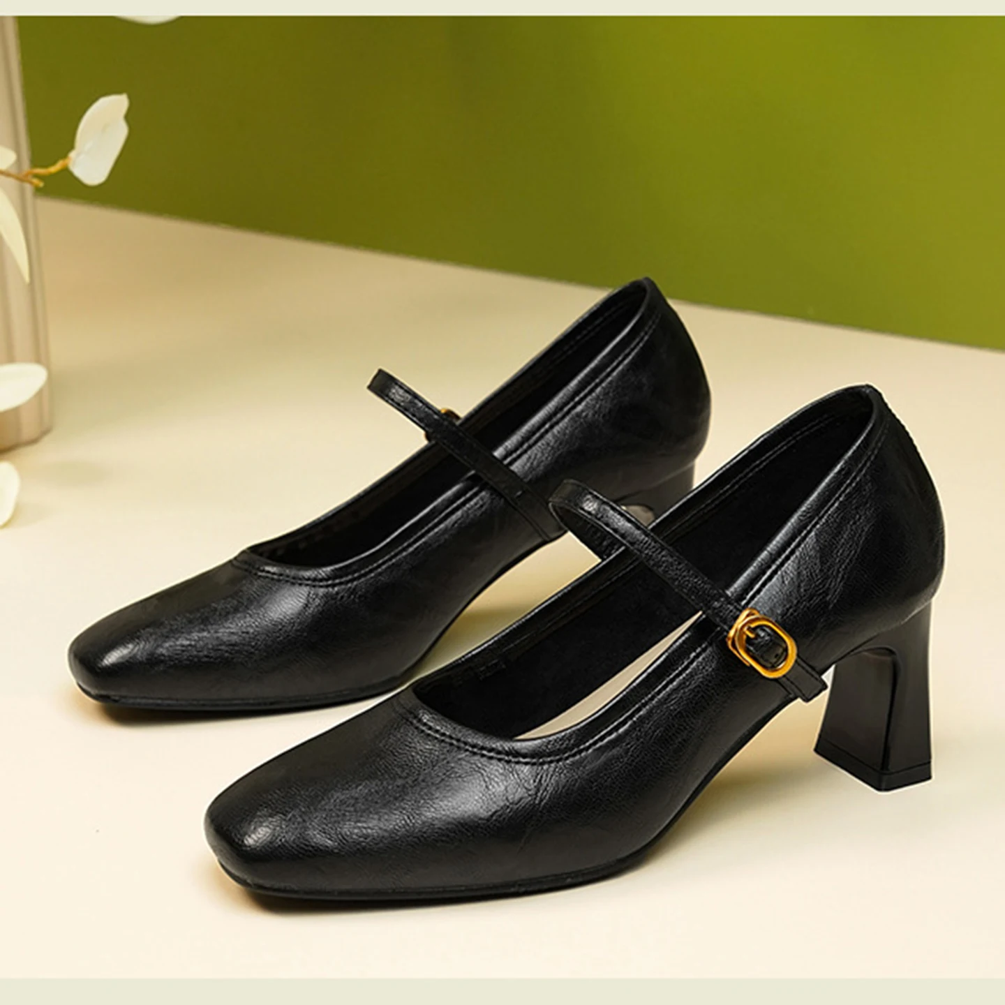 Women High Heels 2026 Spring Autumn New Retro Chunky Heel Mary Jane Shoes Fashion Buckle Strap Luxury Comfortable Party Pumps