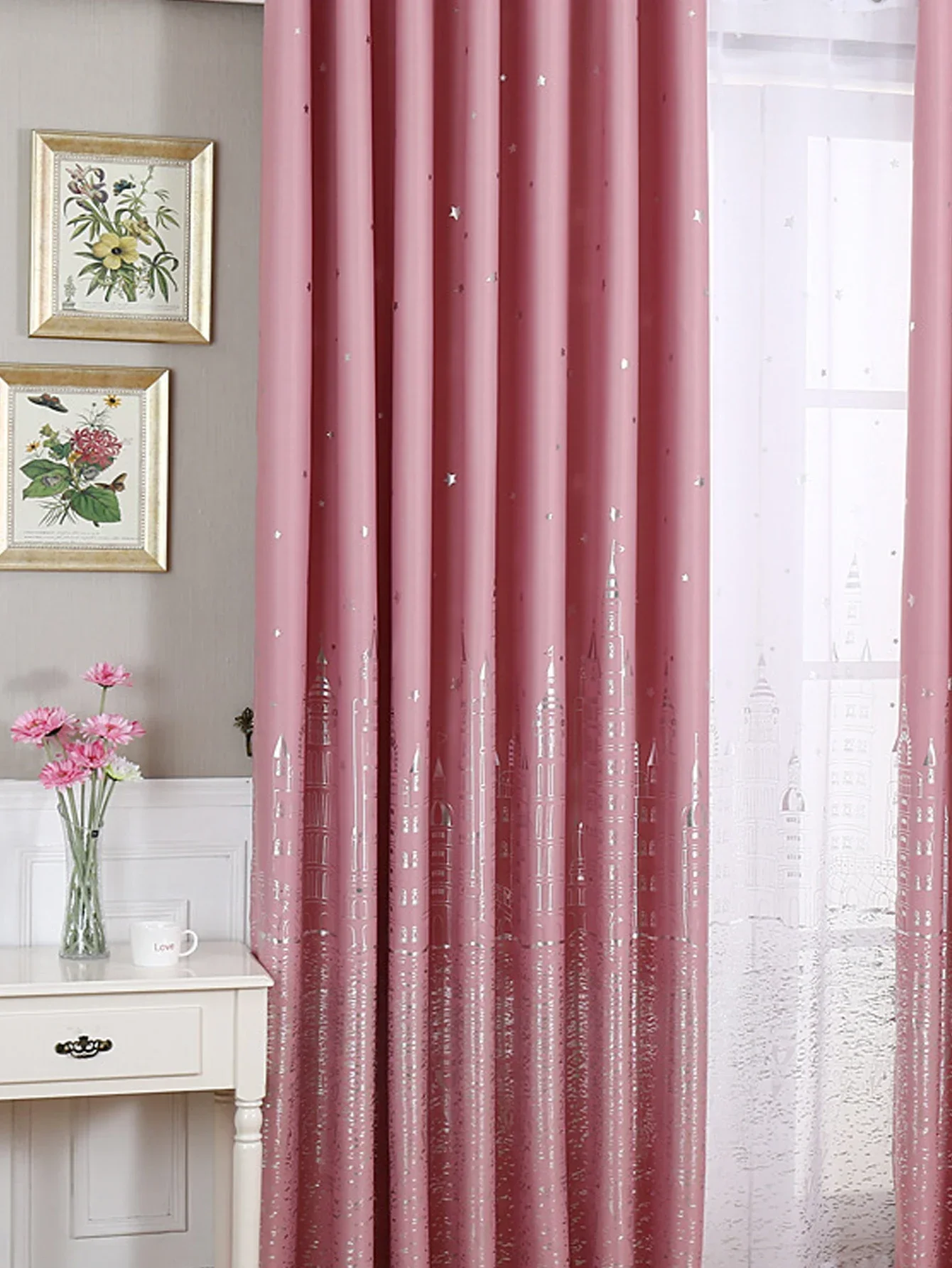 

2025 Door Curtain 1PC Pink Star Castle Curtains For Living Room Bedroom Balcony