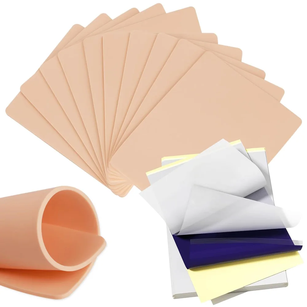

Tattoo Practice Skin Blank Fake Tattoo Skin Synthetic Leather Fake Skin and Transfer Paper for Tattoo Beginner Exercise Tool