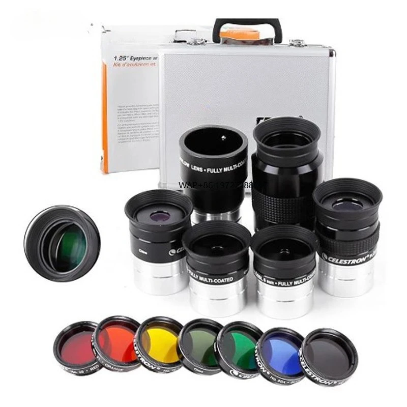 

Celestron Set 6/8/13/17/32mm Plossl Eyepiece 2x Barlow Len Planet Moon Filter Astronomy Telescope Accessory Kit by Aluminium Box