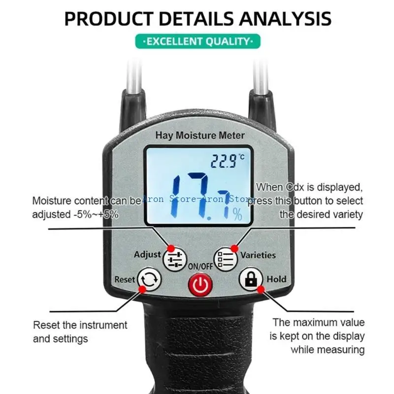 

H3CF Double Probe Moisture Meter Portable Digital Moisture Meter with Backlit