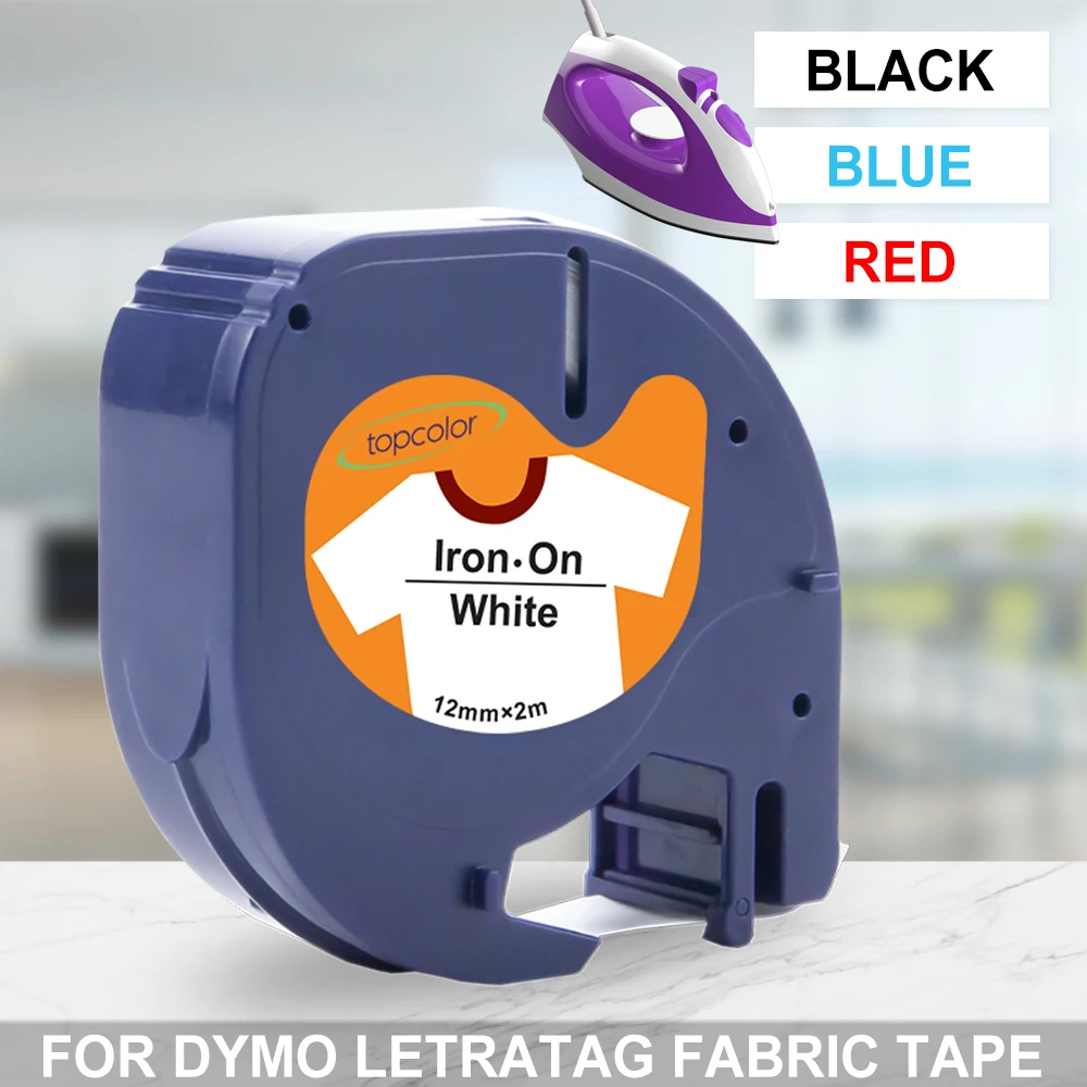 18769 18777 18773 Iron on Fabric Tape Compatible Dymo Label Tape Fabric Ribbon 12mm*2m for Dymo Letratag LT100H Labeling Machine