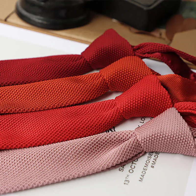 6CM 핑크 레드 니트 넥타이 남성 슬림 패션 넥타이 니트 타이 남녀 웨딩 데일리 캐주얼 넥타이 니트 크라바타