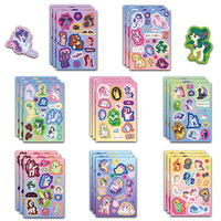 8PCS Cartoon Cute Rainbow Pony Collage Scrapbook Collage Material Phone Case Guitar Water Cup Diary Waterproof Decorative