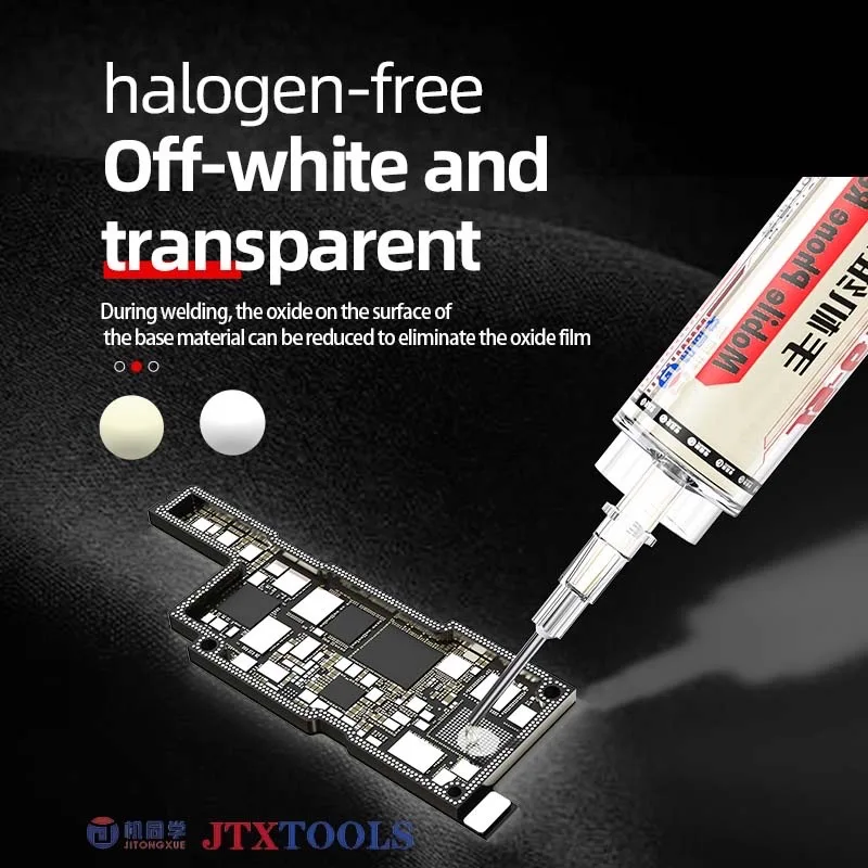 JTX JS-61 10CC No Clean Halogen Free Lead Free Soldering Flux for PCB Mobile Computer Motherboard Repair Syringe Type