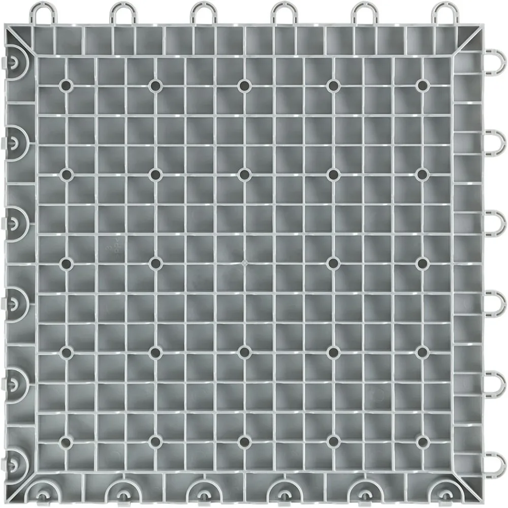 Interlocking Diamond Garage Floor Tiles Set of 50, 12-Inch Silver, Durable and Easy Installation for Home Workshops