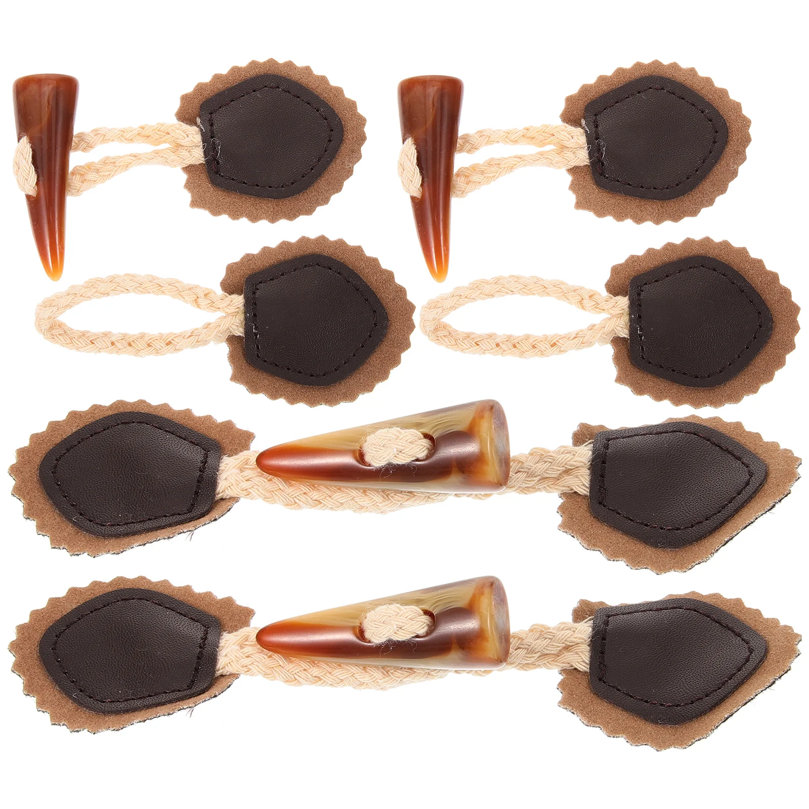 4 Pairs Trumpet Horn Button Coats Closure Buttons Wooden Clothing Toggle Garment