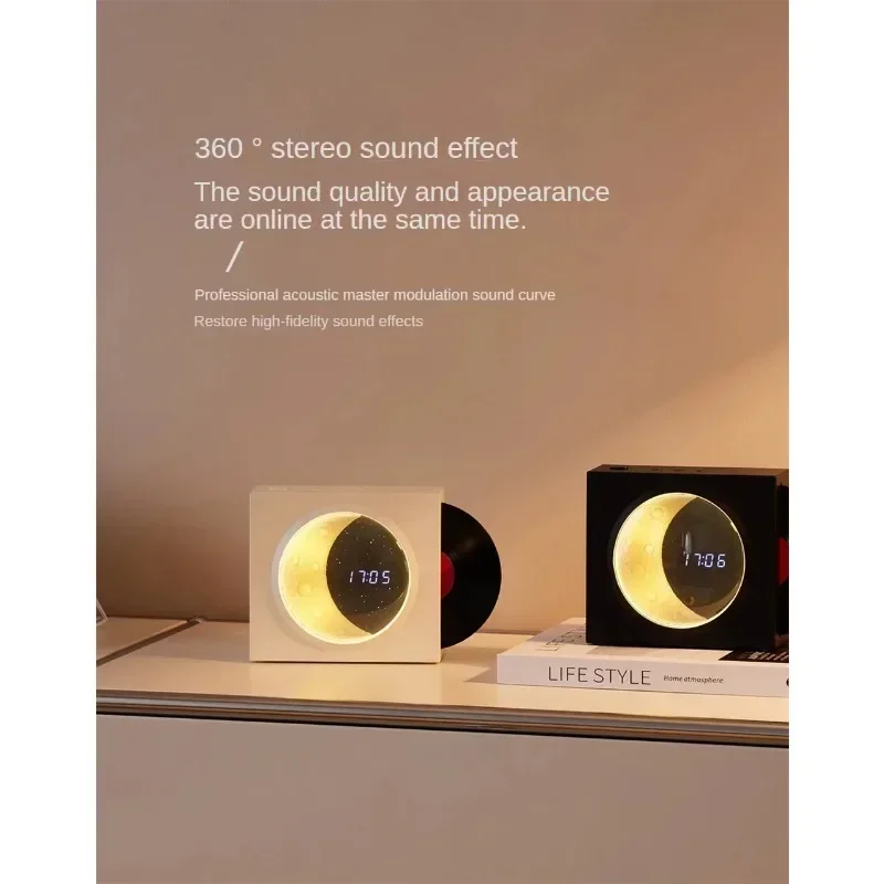 For Moon Rotating Vinyl Record Wireless Speaker Alarm Clock Audio Outdoor Bedroom Luxury Speaker Mini Subwoofer