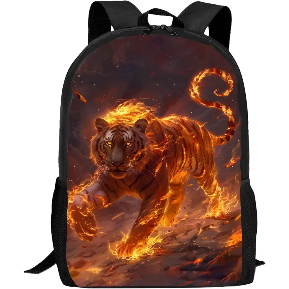 

Backpack For Kids, Cool Fire Tiger School Backpack, Animal Print Boys Girls Backpack, 16 Inch Large Elementary