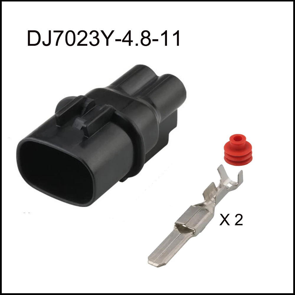 100SET DJ7023Y-4.8-11/21 car wire connector Harnes cable 2 pin automotive waterproof plug Include terminals seal