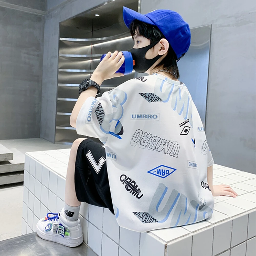 2025 New Summer Boys'Clothes Fashion Middle-sized Boys Summer