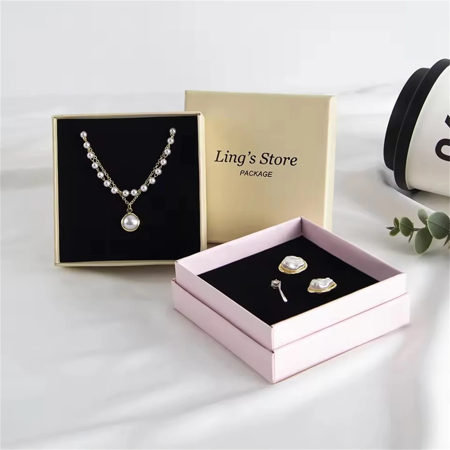 

100Pcs Lovely Custom Logo Jewelry Kraft Box Rings Earrings Studs Pendant Bracelet Brooch Packaging Gift Organizer Wedding Favors