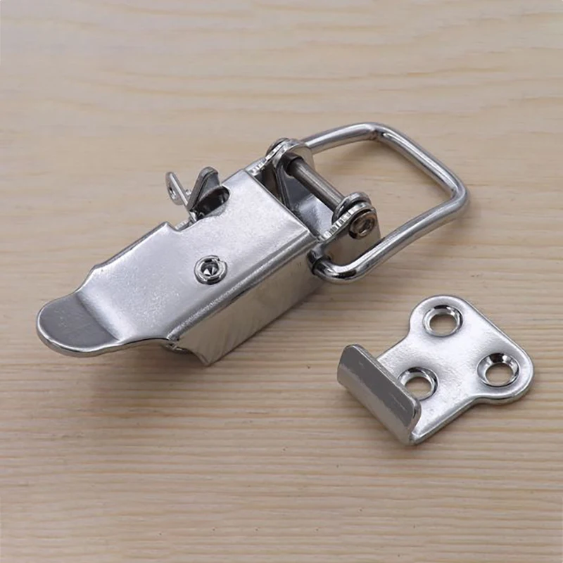 1pcs Hardware Hasps Semi-Automatic Industrial Lock Semi-Automatic Lock Insurance Lock Catch Hasp Buckle For Box