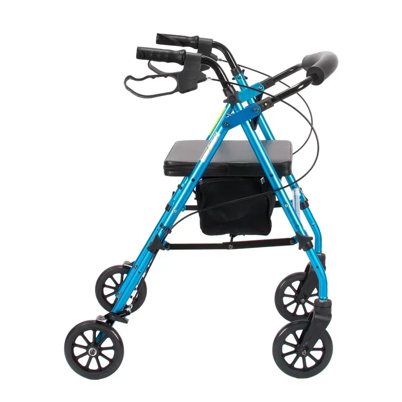 Senior Walking Support， Multifunctional Walker for Elderly, Four-wheel Rollator with Seat, Adult Pushcart Mobility Aid