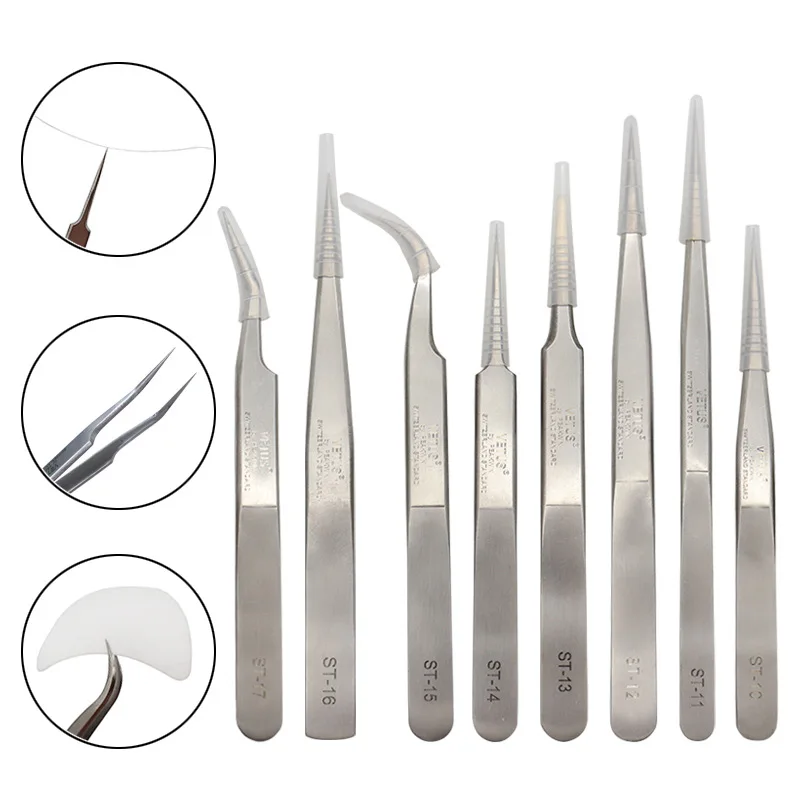 1PCS Stainless Steel Anti-Static Tweezers for Eyelash Extensions Precision Eyebrow Tool