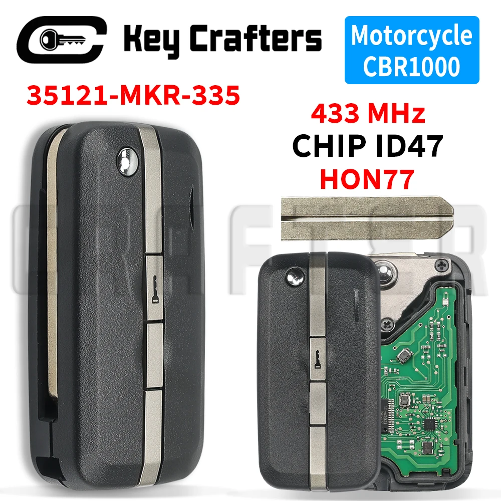 

Key Crafters CBR1000-RRR 35121-MKR-335 CHIP 47 433MHz Motorcycle Remote Key For Honda Motorcycle CBR1000-RRR 2020+ HON77 Blade