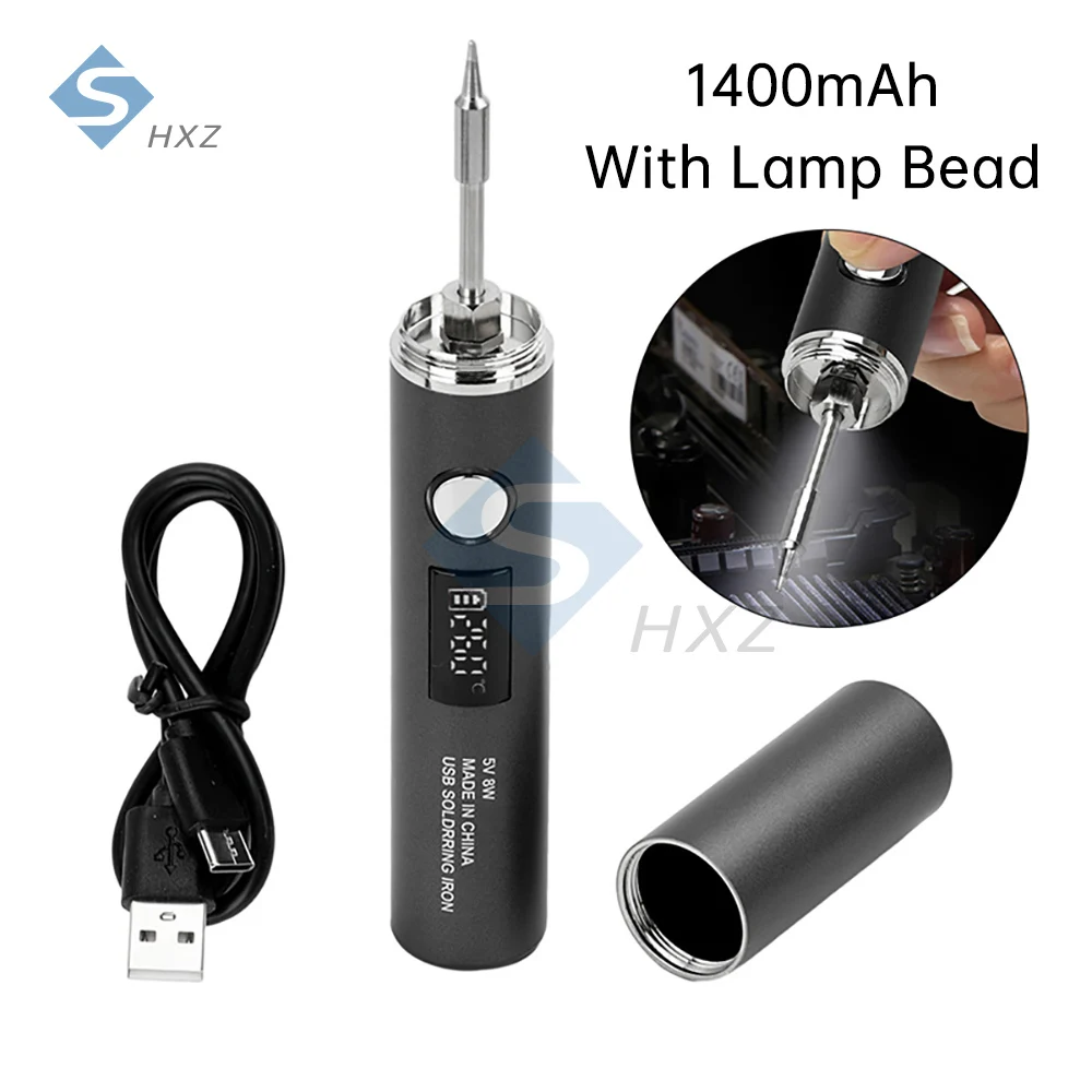 USB Type-C Soldering Iron, 5-Speed 260~420℃ Adjustable, Portable Electric Pen with Replaceable Tip for DIY/Electronics Repair