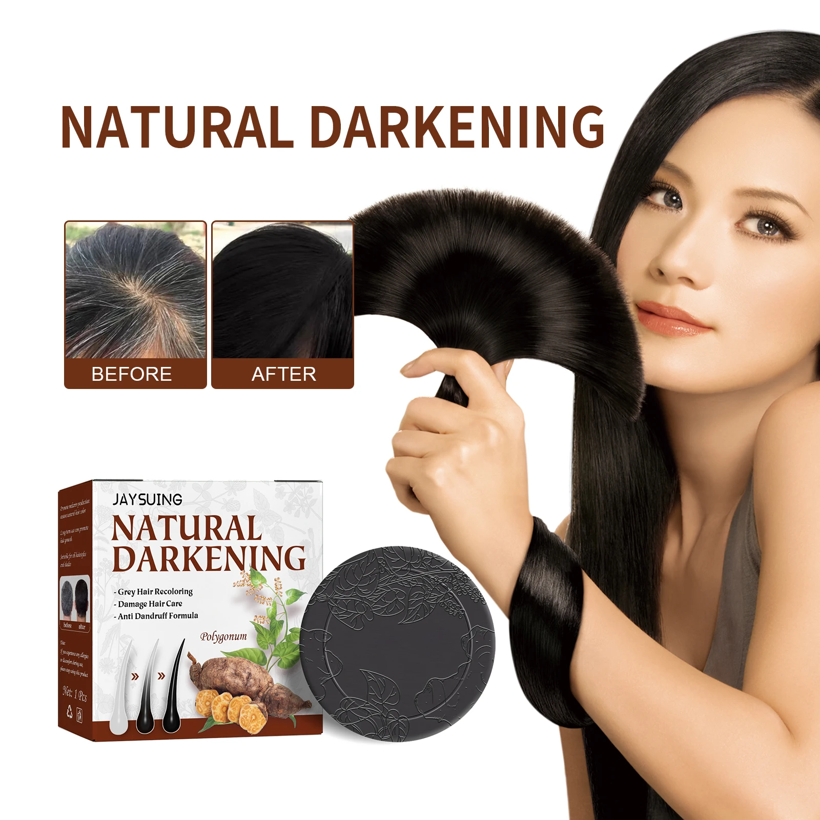 Natural Darkening Black & Thick Hair Shampoo Bar Damage Hair Care Gray White Hair Repair-Unisex Helps Stop Hair Loss