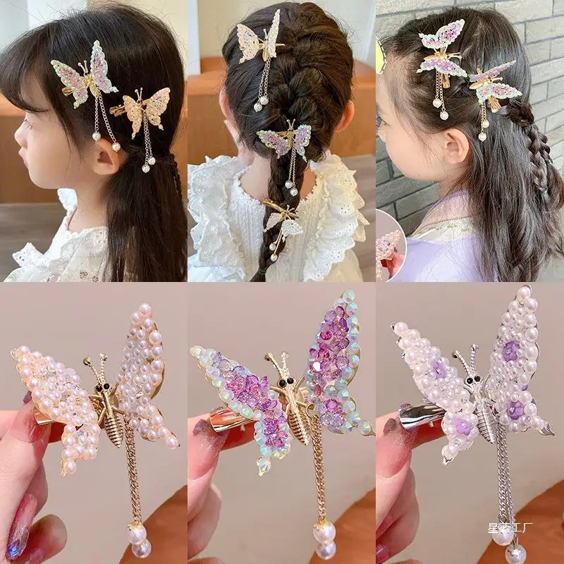 

1PC New Cute Moving Butterfly Hairpin Girls Tassel Barrettes Hair Accessories Shaking Move Wing Top Bangs Hair Clip Jewelry