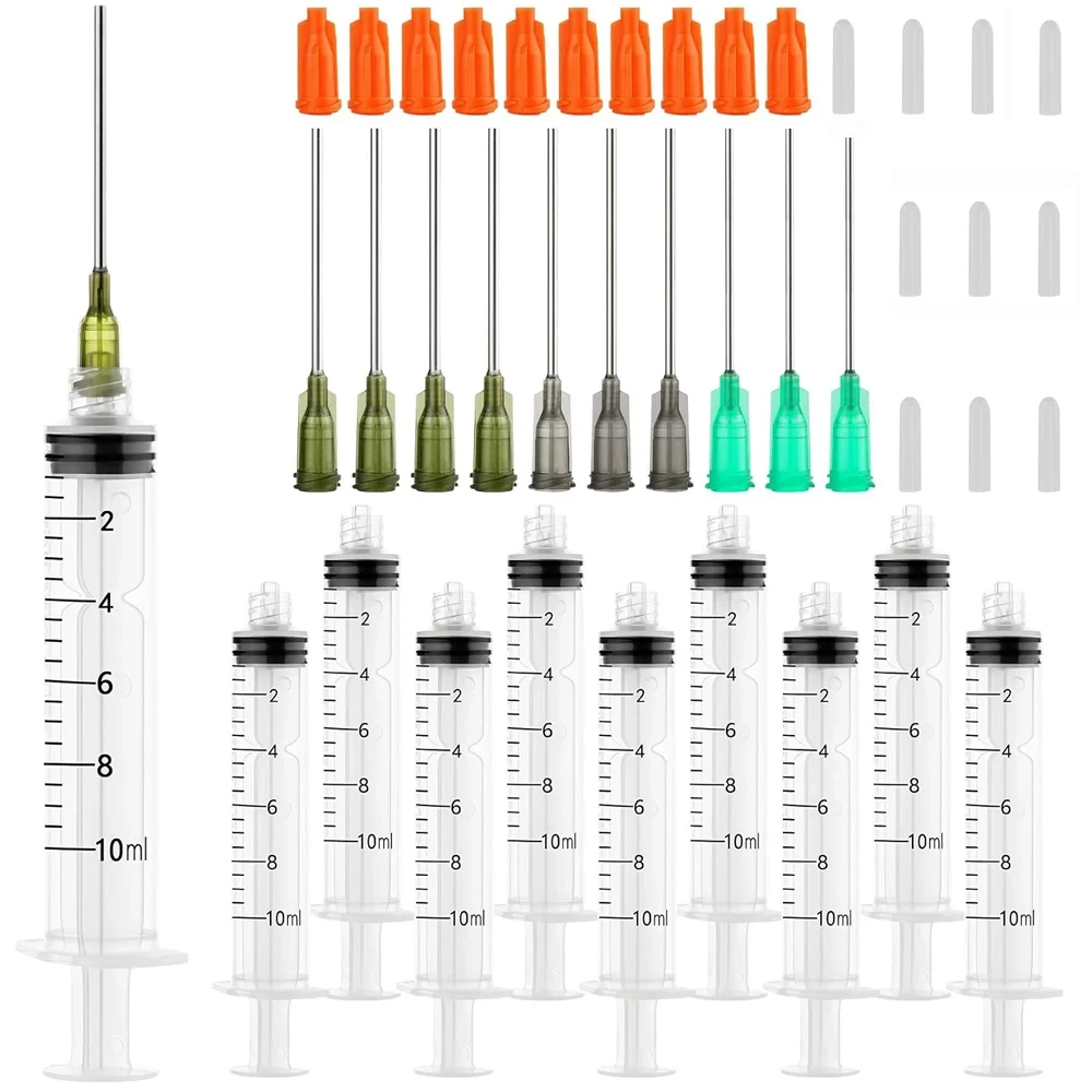 

10ml Glue Syringe Applicator, 14G-18G Blunt Tip Needle with Cap for Epoxy Resin Craft Woodworking Ink Oil Dispensing