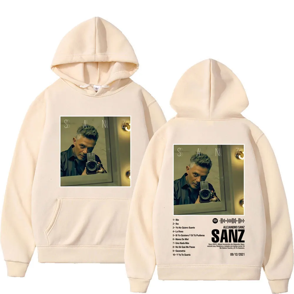 المغني أليخاندرو سانز ألبوم الجرافيك هوديس الرجال النساء خمر موضة البلوز الهيب هوب كنزة بمقاس كبير الخريف والشتاء