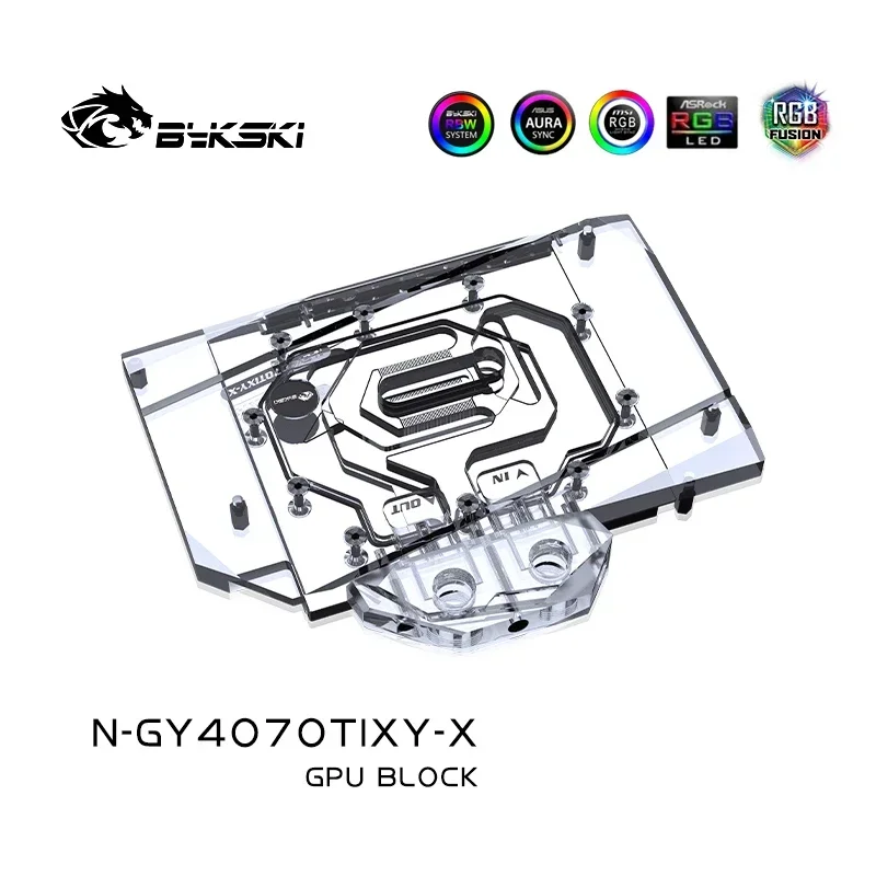 Водяной блок Bykski GPU для видеокарты Galax GeForce RTX 4070 Ti / 4070 Super Boomstar OC/медный Охлаждающий радиатор