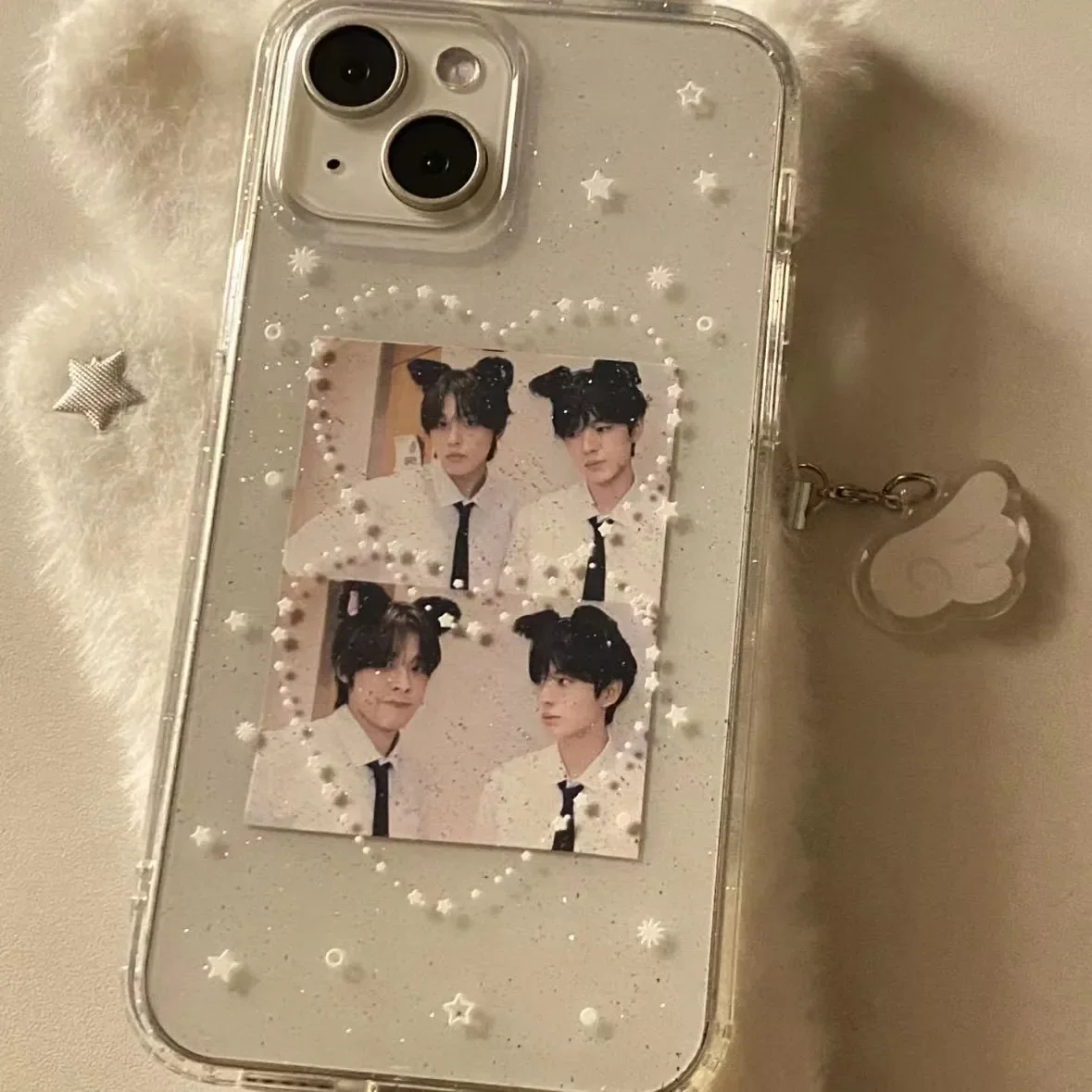 الإبداعية ستار الحب الكورية ins Kawaii بريق لطيف جراب هاتف آيفون 16 15 14 13 12 11 برو ماكس XR XS 7 8 زائد MINI Y2K غطاء