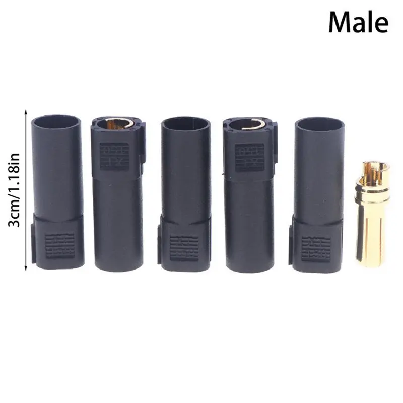 T21C High Amp Rating 130A 5Pcs 3Cm Metal+ Plastic Amass XT150 6Mm Bullet Connector Adapter Plug Kit Male-Female