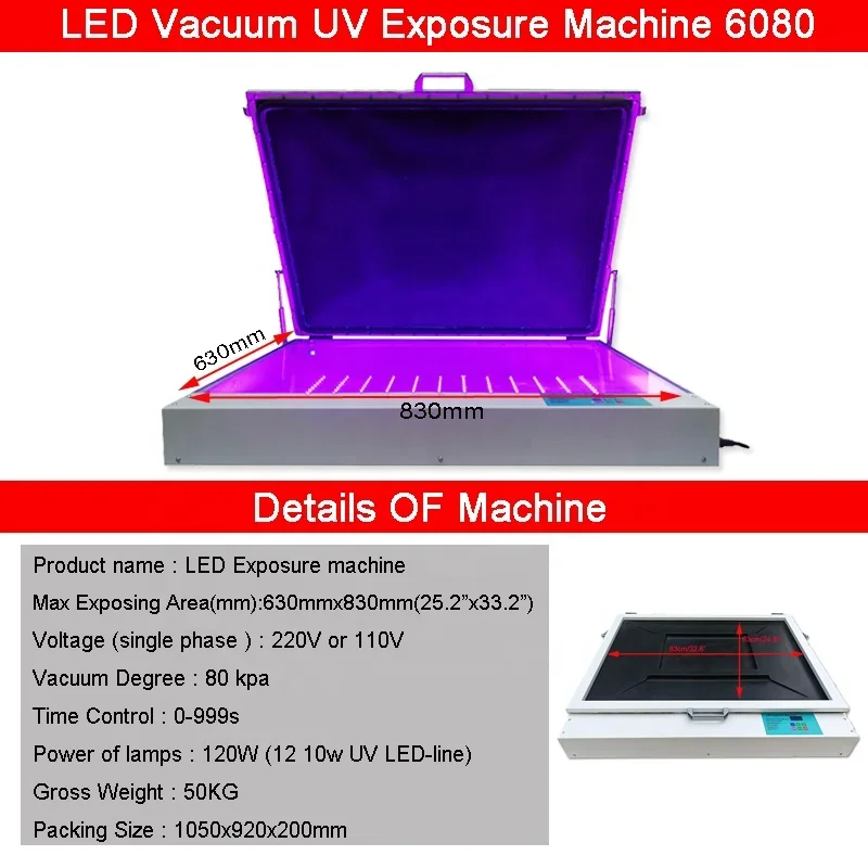 120W 32x24Inch Desktop LED UV Vacuum Screen Printing Exposure Unit Machine