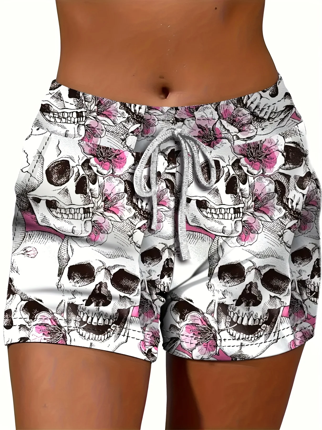 Summer women's shorts with skull print lightweight breathable casual and versatile for daily wear