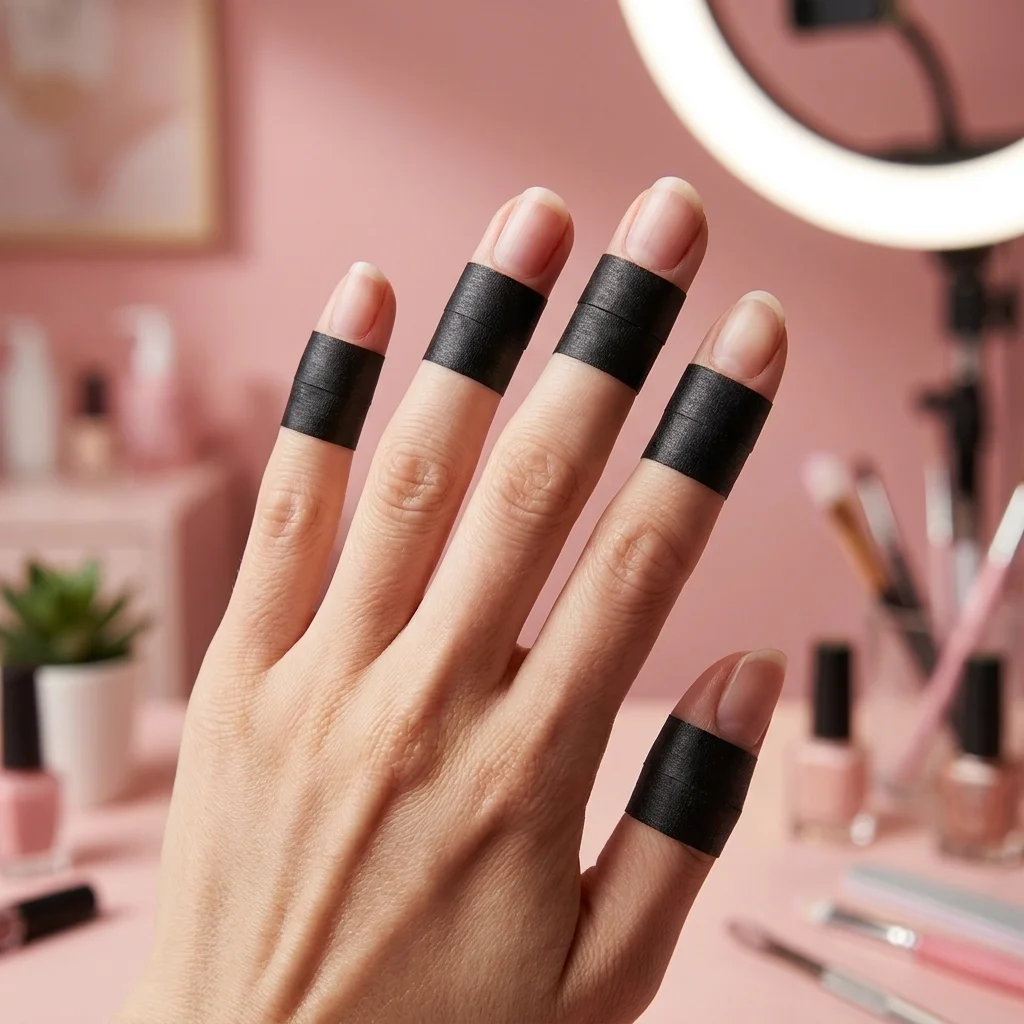 Black Masking Tape Nail Art Tools, Opaque UV Blocking Black Tape, Tearable DIY Manicure Black Adhesive Tape