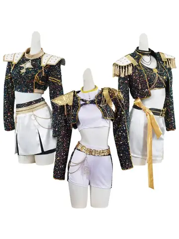 Kids Girls Kpop Demon Hunters Rumi Zoey Mira Cosplay Fantasy Costume Disguise for Child Roleplay Outfits Halloween Carnival Suit