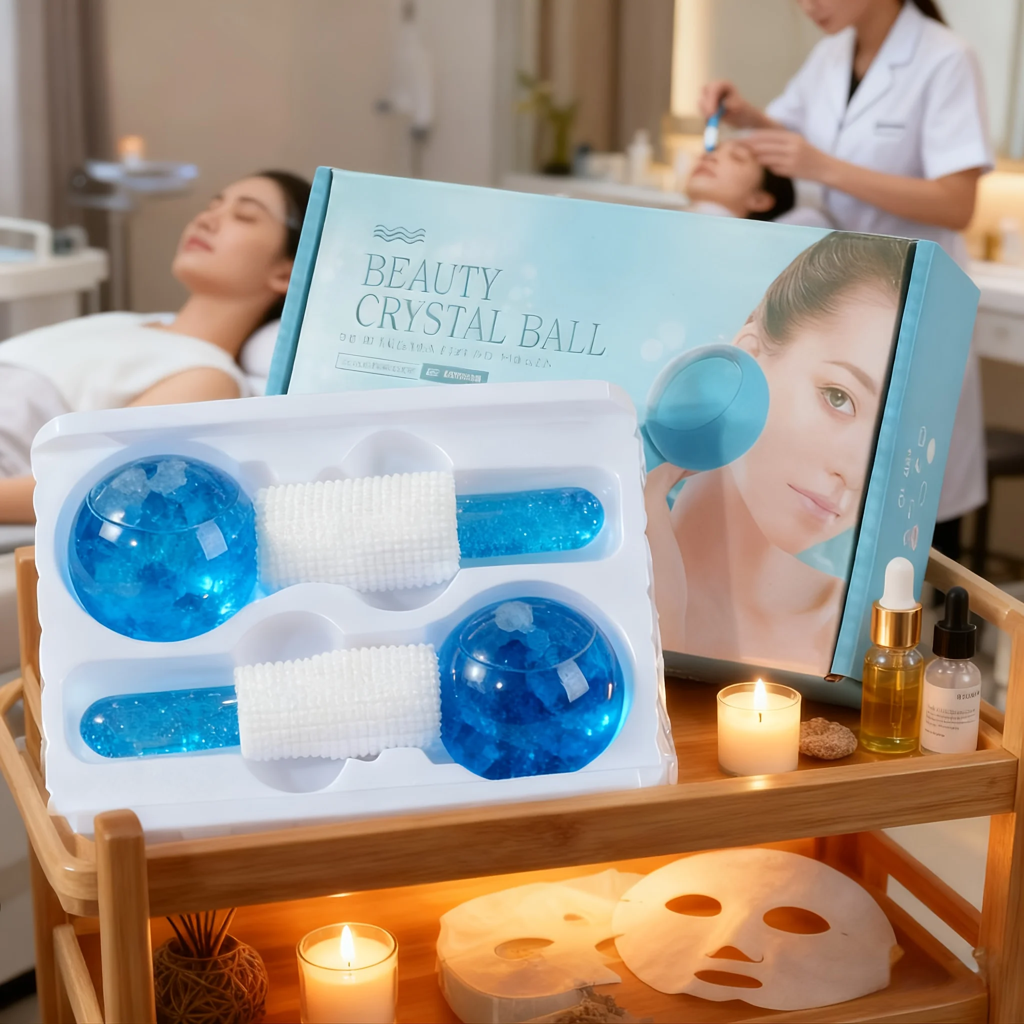 2Pcs Ice Globes Facial Massager for Face Eyes Neck Gua Sha Cooling Roller Dark Circles Relief Skin Care Tool Reusable view 5