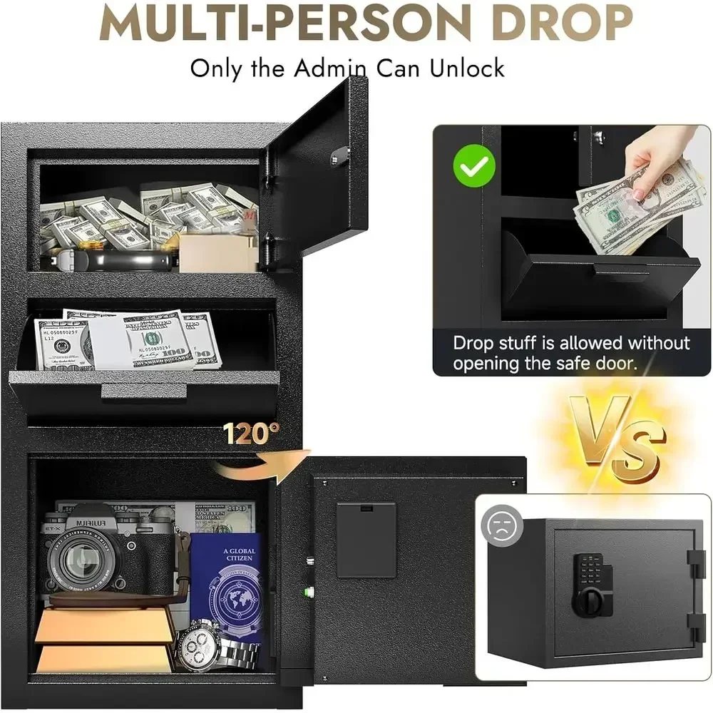 6.5 Heavy-Duty Cash Drop Safe with Deposit Slot, 68 lbs Capacity, Anti-Theft Security Box, Quick Access Digital Keypad