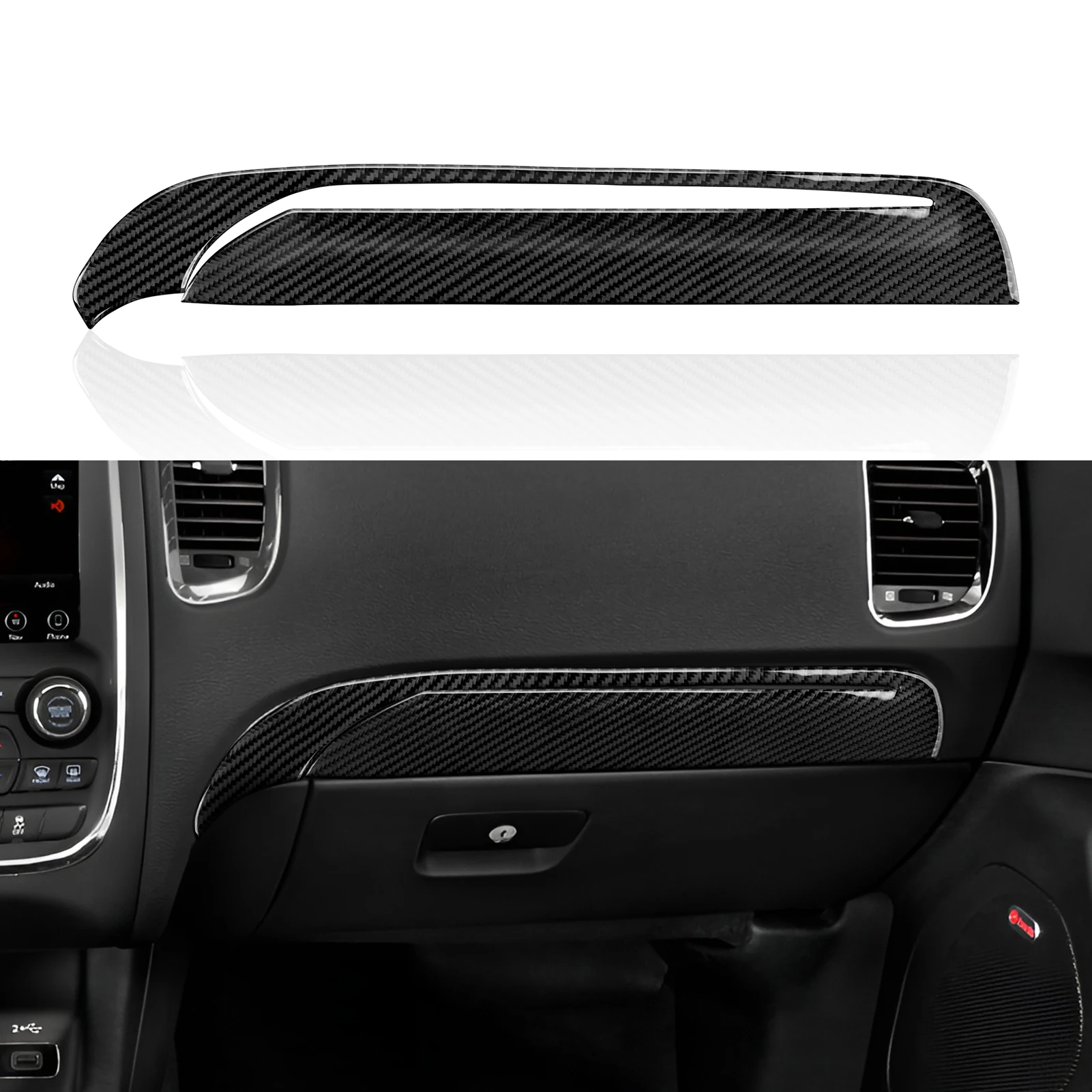 Car Copilot Glove Box Cover Decals for 2011-2020 Dodge Durango Accessories Carbon Fiber Interior Stickers