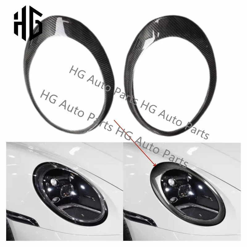 

Wholesale Carbon Fiber Headlight Frame Covers For Porsche Carrera 911 997 2004-2012 Front Bumper Lights Cover Car Accessories