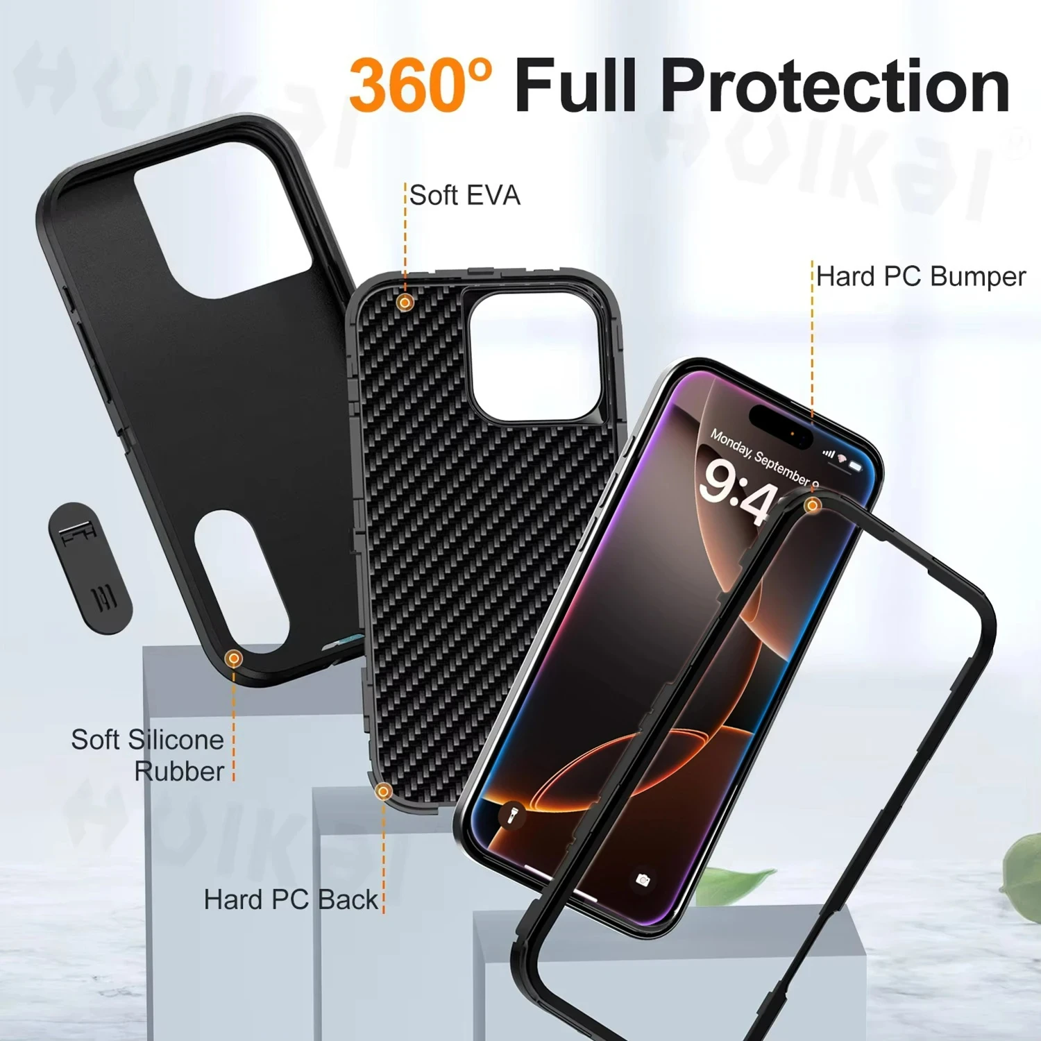 Case For iPhone 16 Pro Max 16 Pro iPhone 16 Plus Heavy Duty Military Shock Absorption Full Body Protective Silicone Rubber Cover